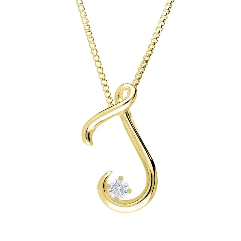 Love Letters 18ct Yellow Gold 0.10ct Diamond Initial J Necklace sold by Jura Watches