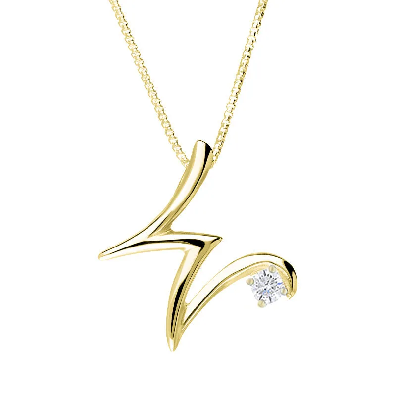 Love Letters 18ct Yellow Gold 0.10ct Diamond Initial W Necklace sold by Jura Watches