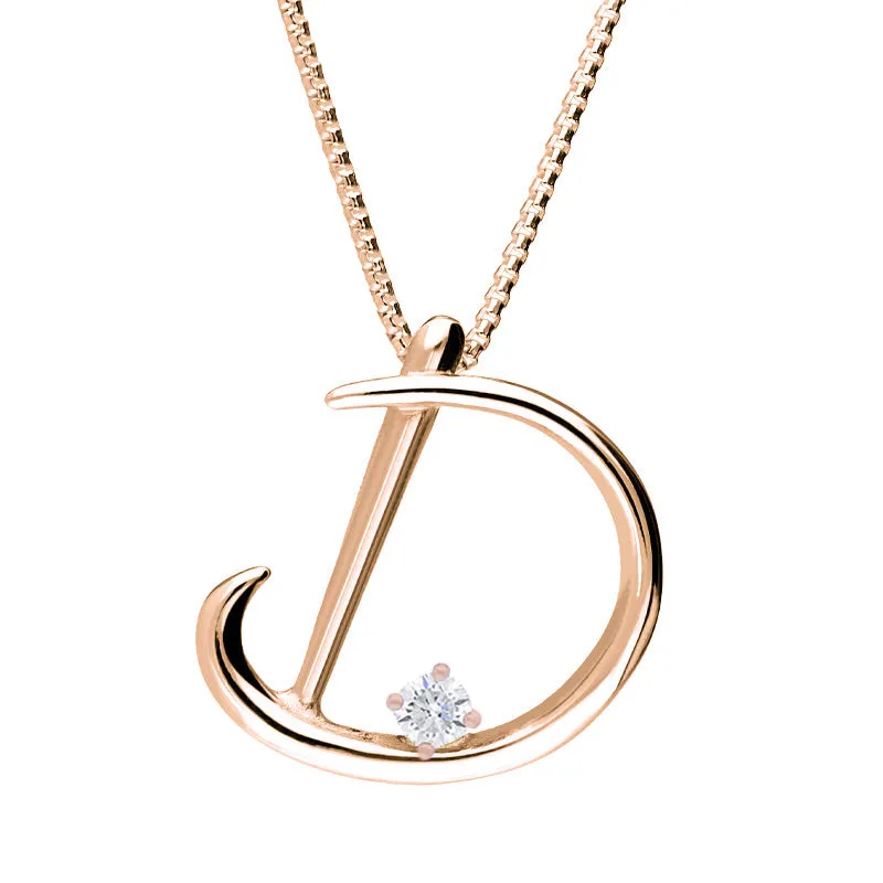 Love Letters 9ct Rose Gold 0.10ct Diamond Initial D Necklace sold by Jura Watches