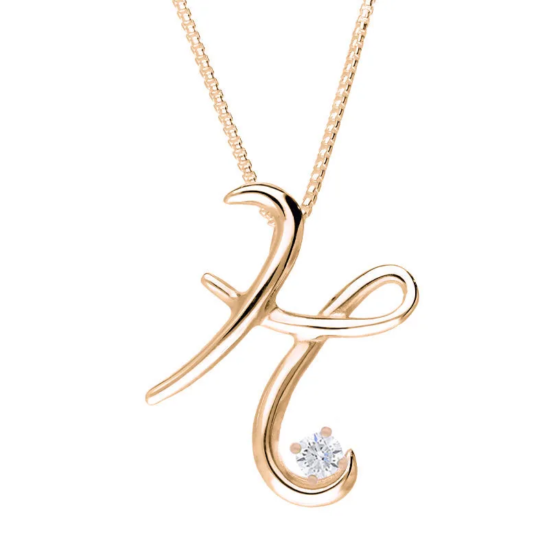 Love Letters 9ct Rose Gold 0.10ct Diamond Initial H Necklace sold by Jura Watches