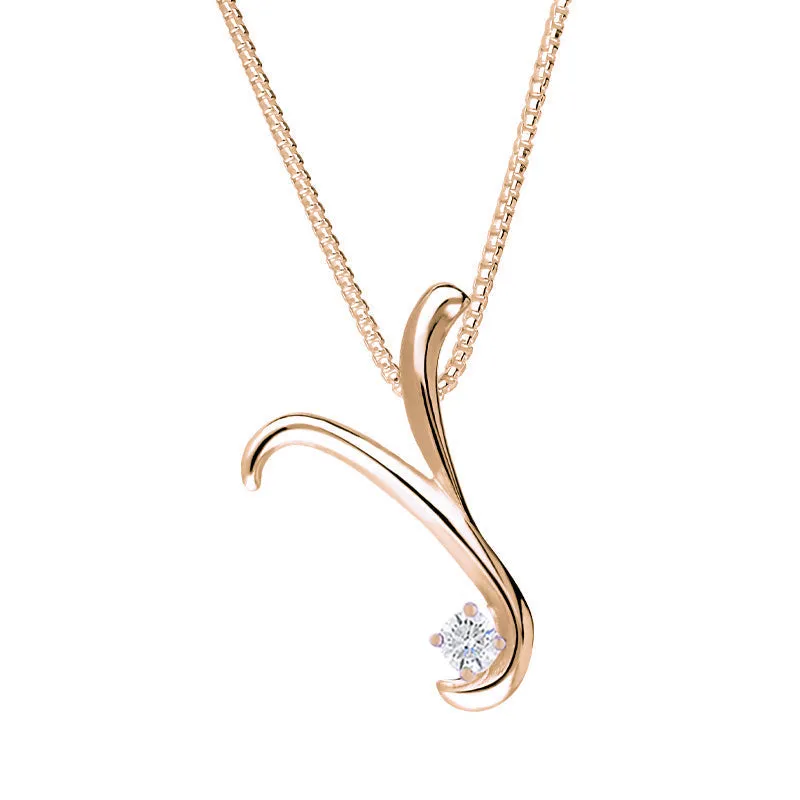 Love Letters 9ct Rose Gold 0.10ct Diamond Initial Y Necklace sold by Jura Watches