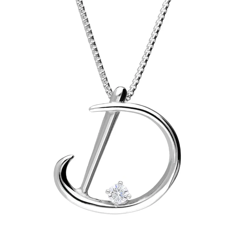 Love Letters 9ct White Gold 0.10ct Diamond Initial D Necklace sold by Jura Watches