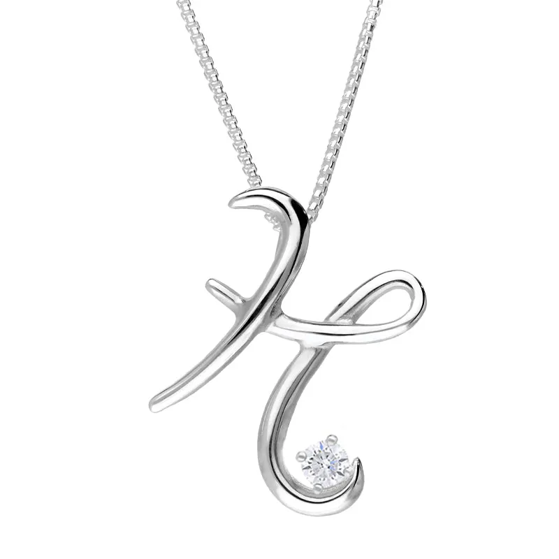 Love Letters 9ct White Gold 0.10ct Diamond Initial H Necklace sold by Jura Watches