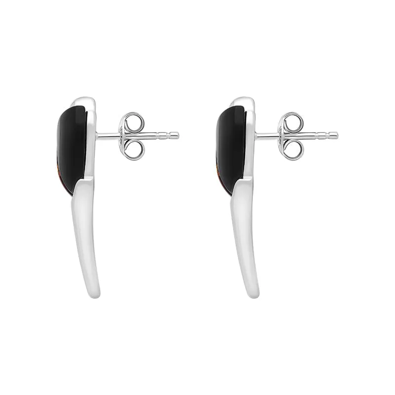 Sterling Silver Whitby Jet Amber 2 Stone Leaf Earrings sold by Jura Watches product image thumbnail 2