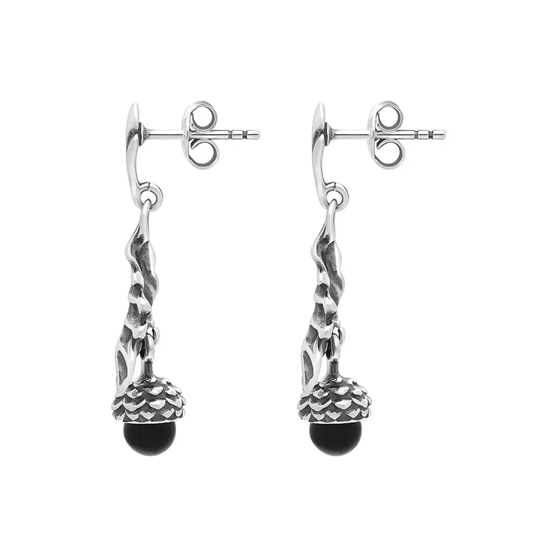 Sterling Silver Whitby Jet Acorn Leaf Drop Earrings sold by Jura Watches product image thumbnail 2