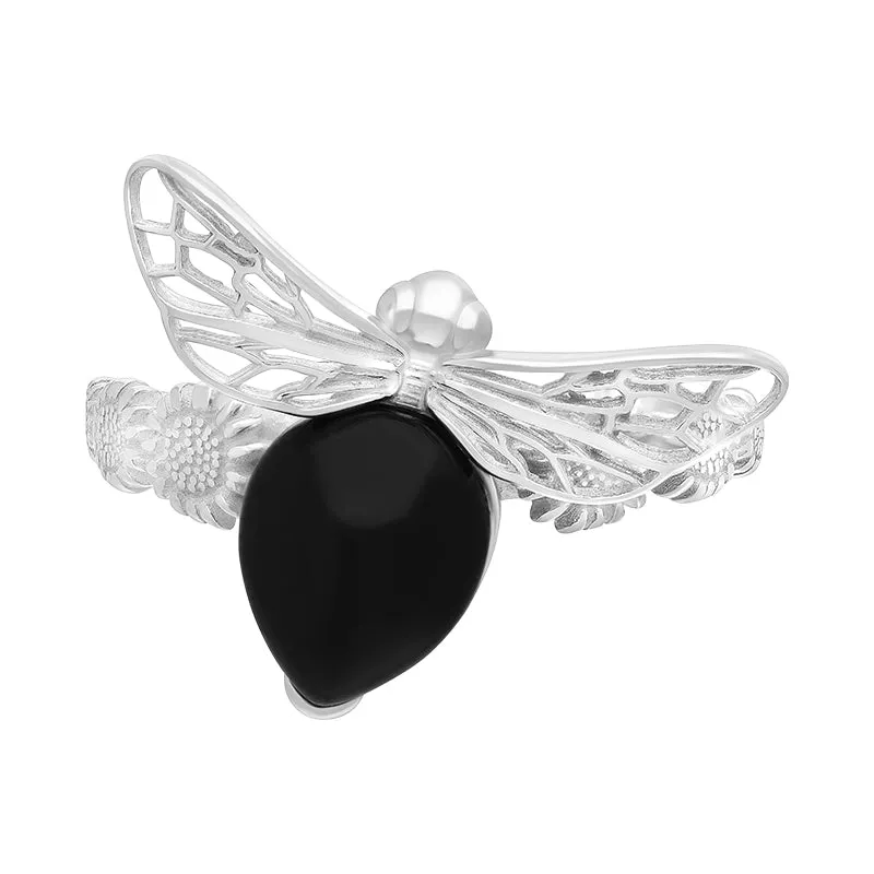 Sterling Silver Whitby Jet Small Bee Pear Ring sold by Jura Watches product image thumbnail 3