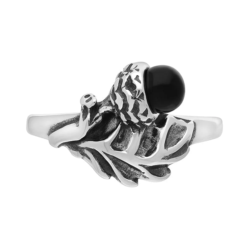 Sterling Silver Whitby Jet Acorn Leaf Ring sold by Jura Watches product image thumbnail 2