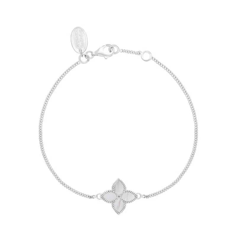 Sterling Silver White Mother of Pearl Eden Marquise Flower Bracelet sold by Jura Watches