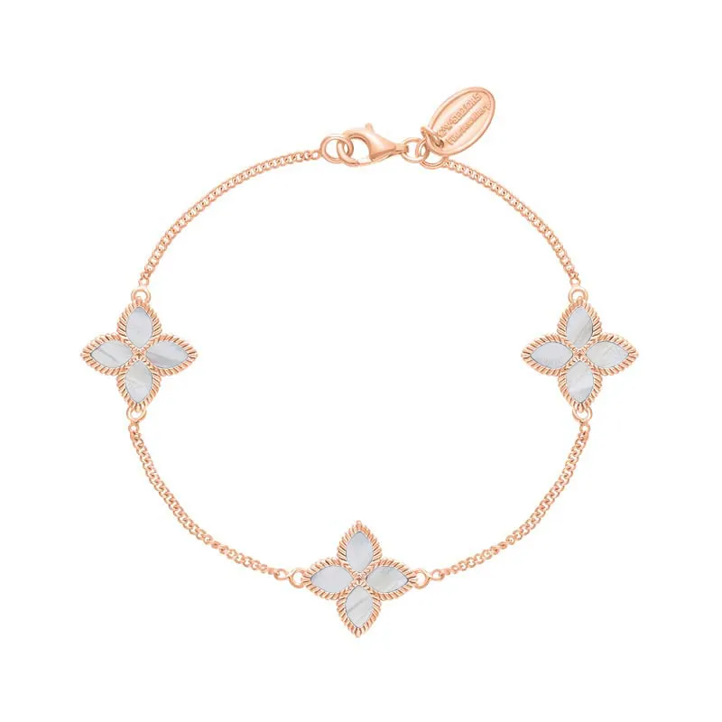 18ct Rose Gold White Mother of Pearl Eden Marquise Flower Bracelet sold by Jura Watches