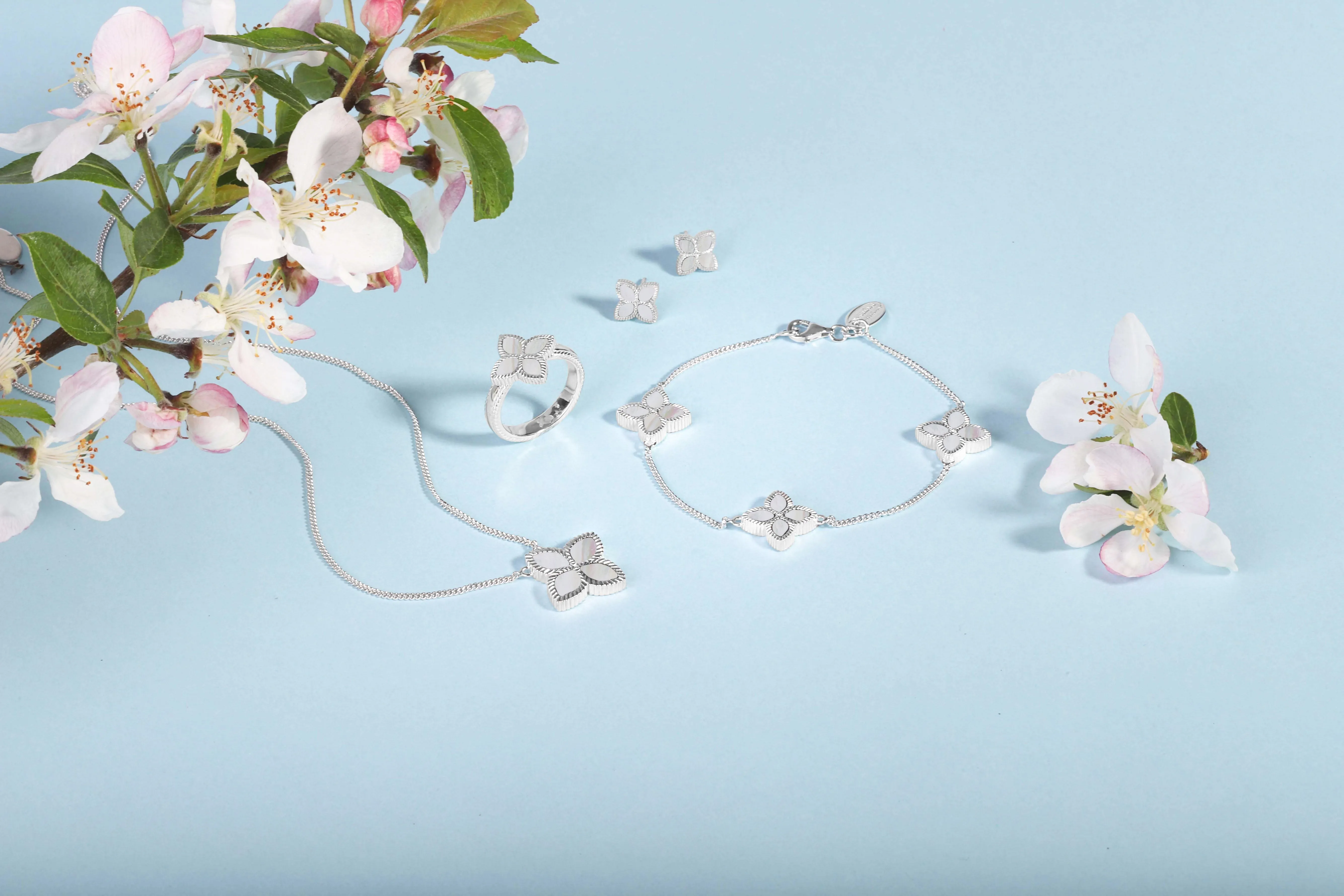 Sterling Silver White Mother of Pearl Eden Marquise Flower Stud Earrings sold by Jura Watches product image thumbnail 5