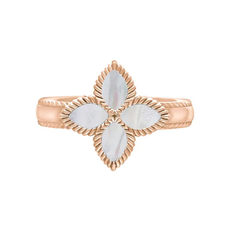 18ct Rose Gold White Mother of Pearl Eden Marquise Flower Ring sold by Jura Watches product image thumbnail 2