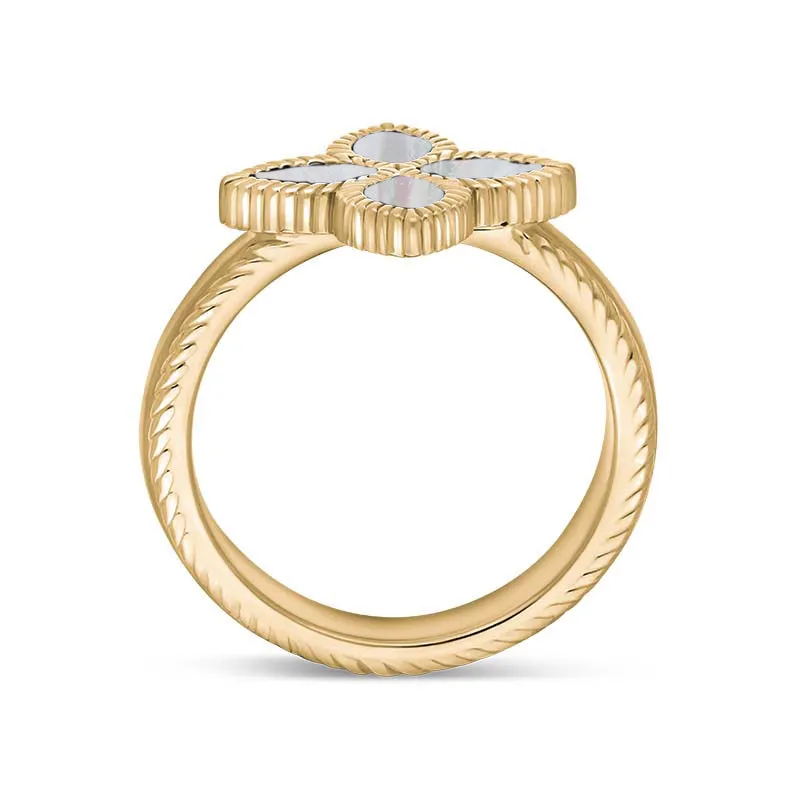 9ct Yellow Gold White Mother of Pearl Eden Marquise Flower Ring sold by Jura Watches product image thumbnail 3