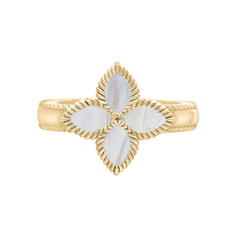9ct Yellow Gold White Mother of Pearl Eden Marquise Flower Ring sold by Jura Watches product image thumbnail 2