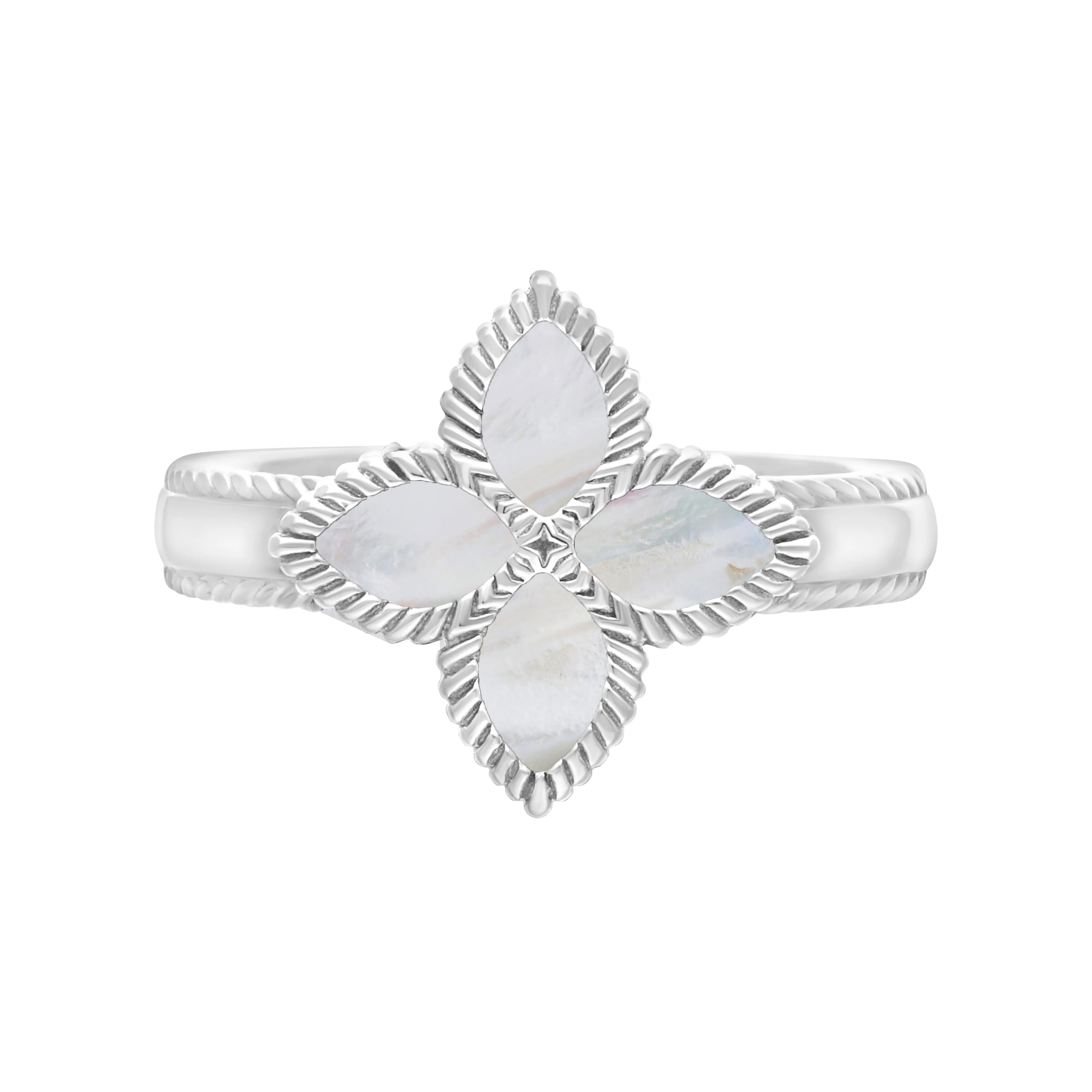 Sterling Silver White Mother of Pearl Eden Marquise Flower Ring sold by Jura Watches product image thumbnail 2