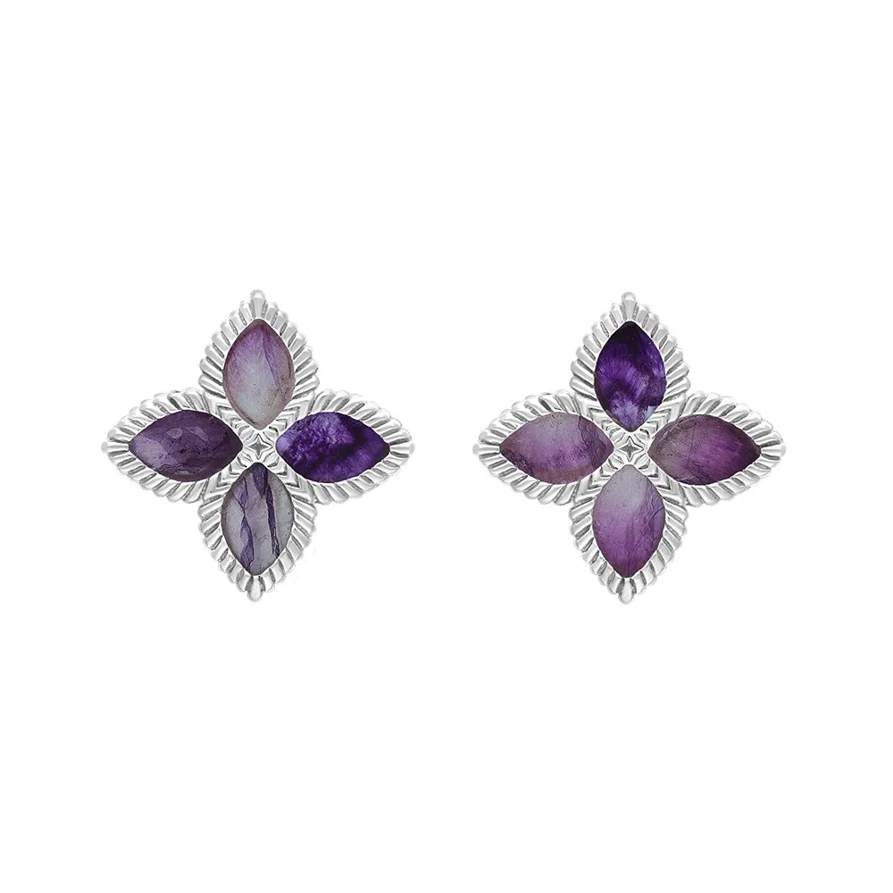 Sterling Silver Blue John Eden Marquise Flower Stud Earrings sold by Jura Watches