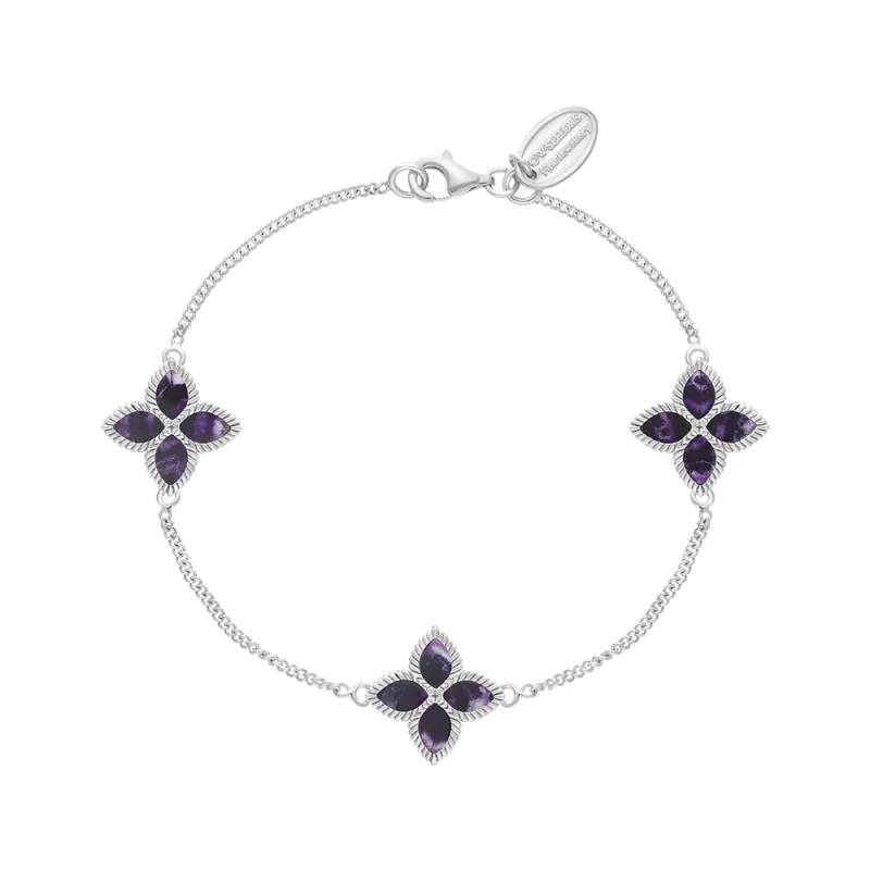 Sterling Silver Blue John Eden Marquise Flower Bracelet sold by Jura Watches
