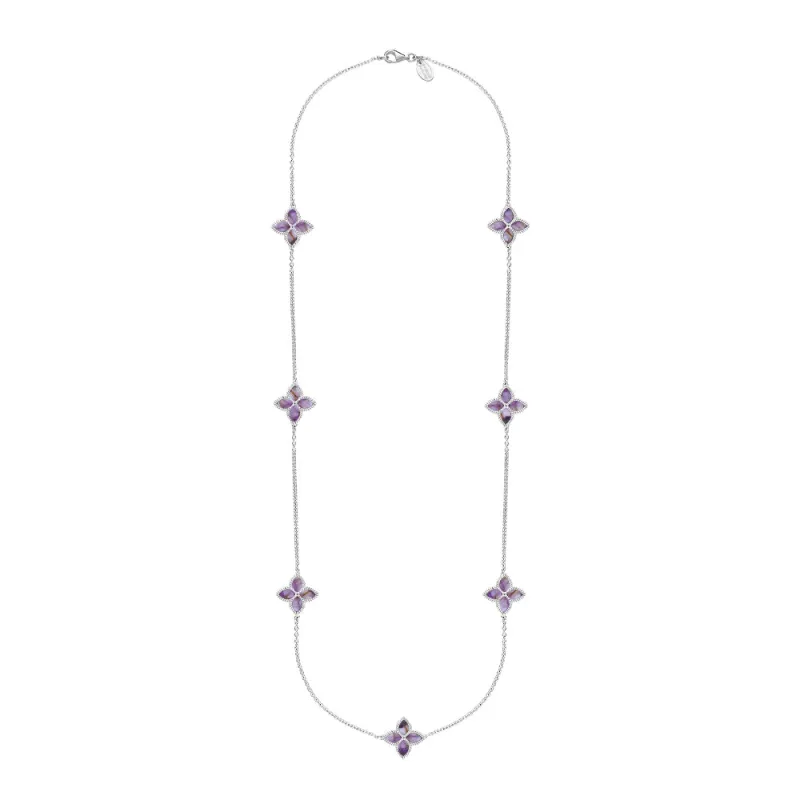 Sterling Silver Blue John Eden Long Marquise Flower Necklace sold by Jura Watches