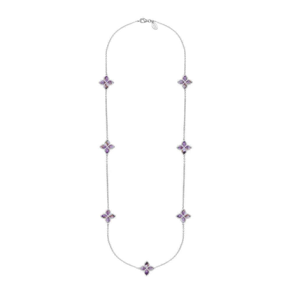 Sterling Silver Blue John Eden Long Marquise Flower Necklace sold by Jura Watches