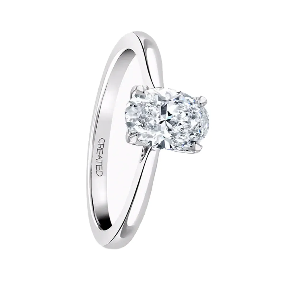 9ct White Gold 1.00ct Oval Solitaire Laboratory Diamond Ring sold by Jura Watches