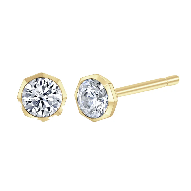 18ct Yellow Gold 0.30ct Lab Grown Diamond Solitaire Octagonal Stud Earrings sold by Jura Watches