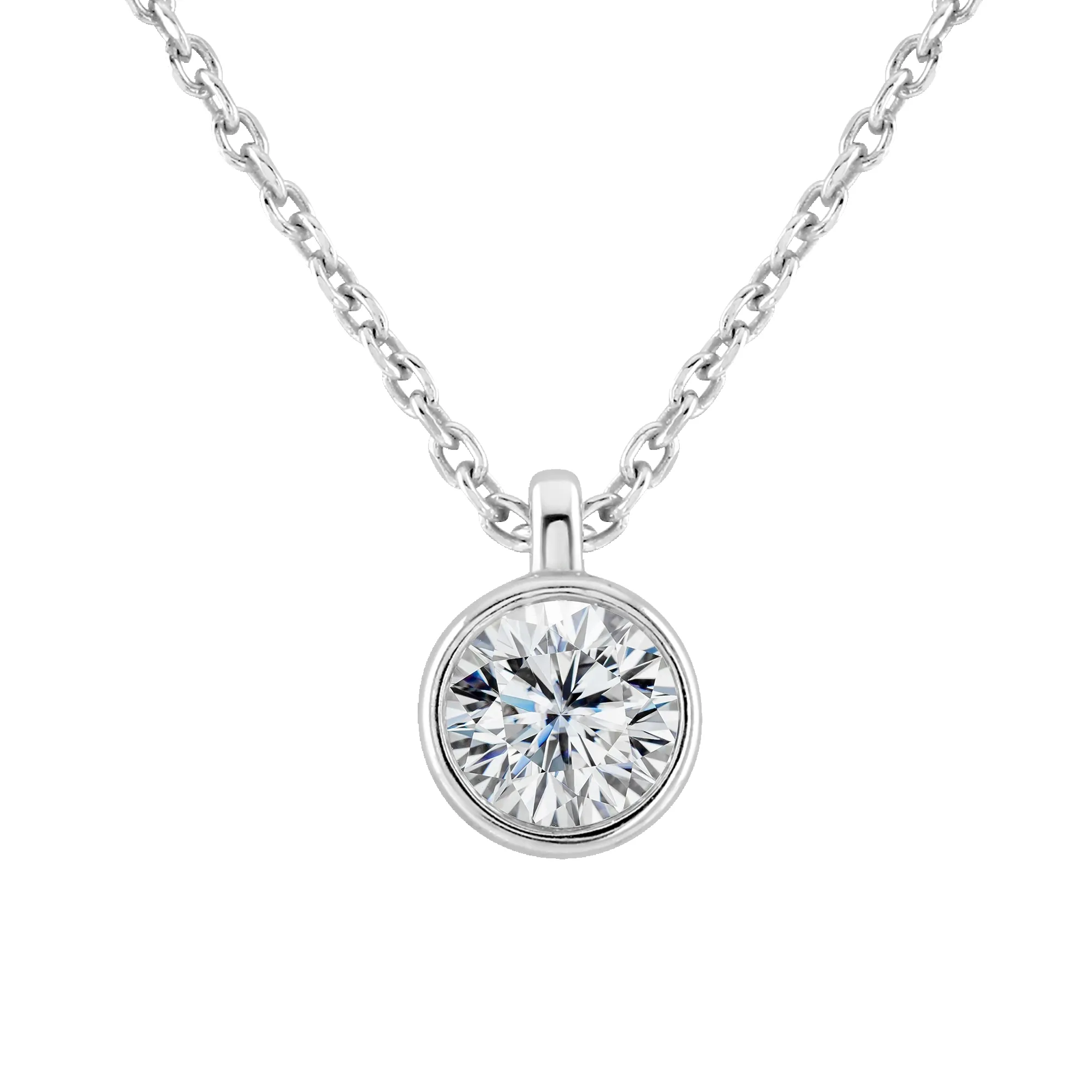 9ct White Gold 0.40ct Lab Grown Diamond Solitaire Necklace sold by Jura Watches