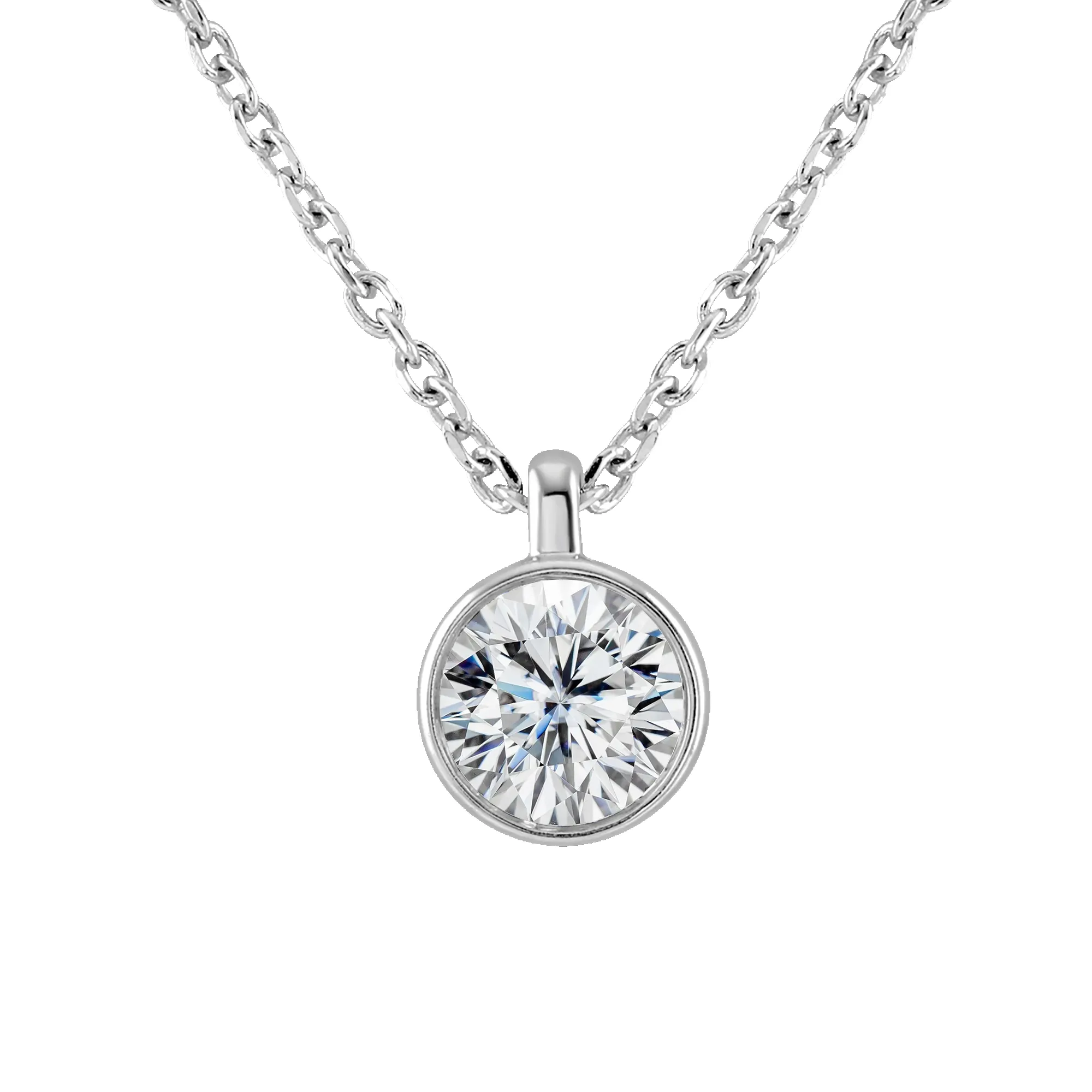 9ct White Gold 0.50ct Lab Grown Diamond Solitaire Necklace sold by Jura Watches