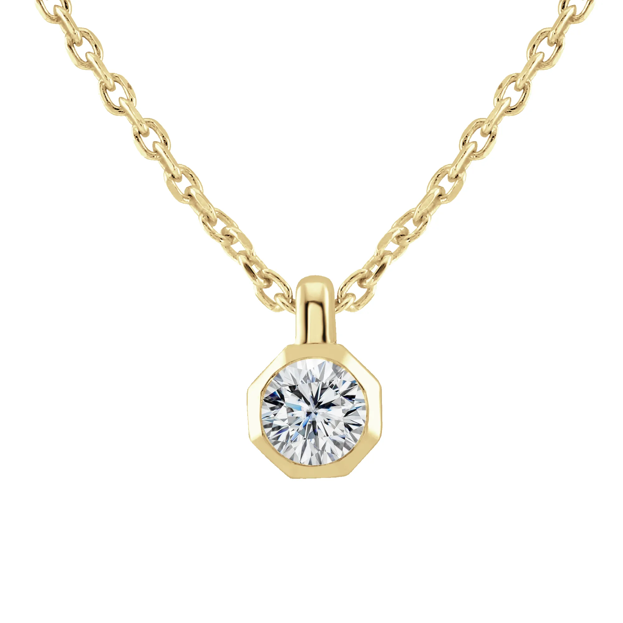 9ct Yellow Gold 0.15ct Lab Grown Diamond Solitaire Octagonal Necklace sold by Jura Watches