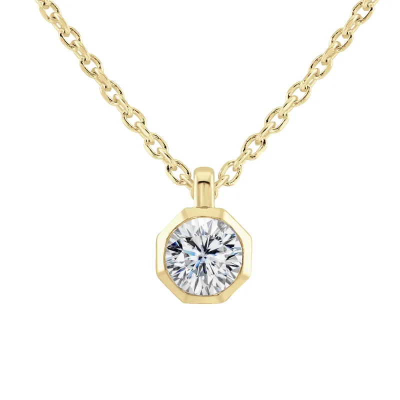 9ct Yellow Gold 0.25ct Lab Grown Diamond Solitaire Octagonal Necklace sold by Jura Watches