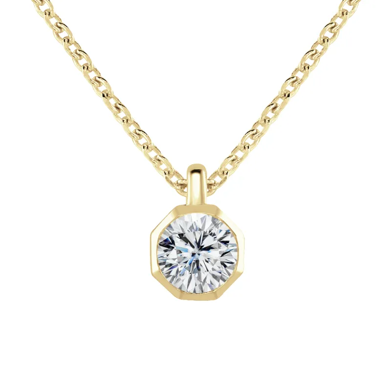 9ct Yellow Gold 0.30ct Lab Grown Diamond Solitaire Octagonal Necklace sold by Jura Watches