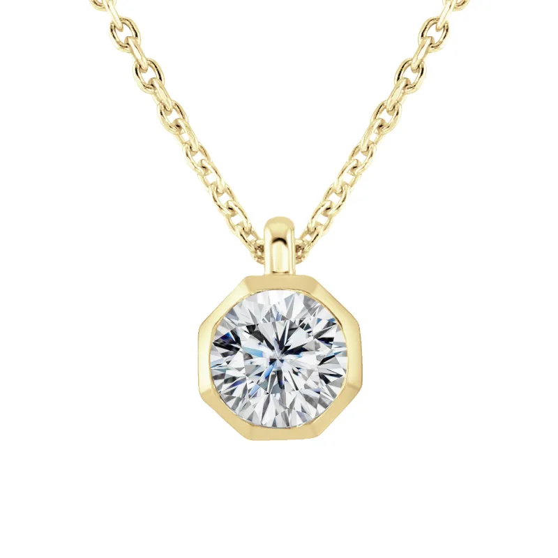 9ct Yellow Gold 0.50ct Lab Grown Diamond Solitaire Octagonal Necklace sold by Jura Watches
