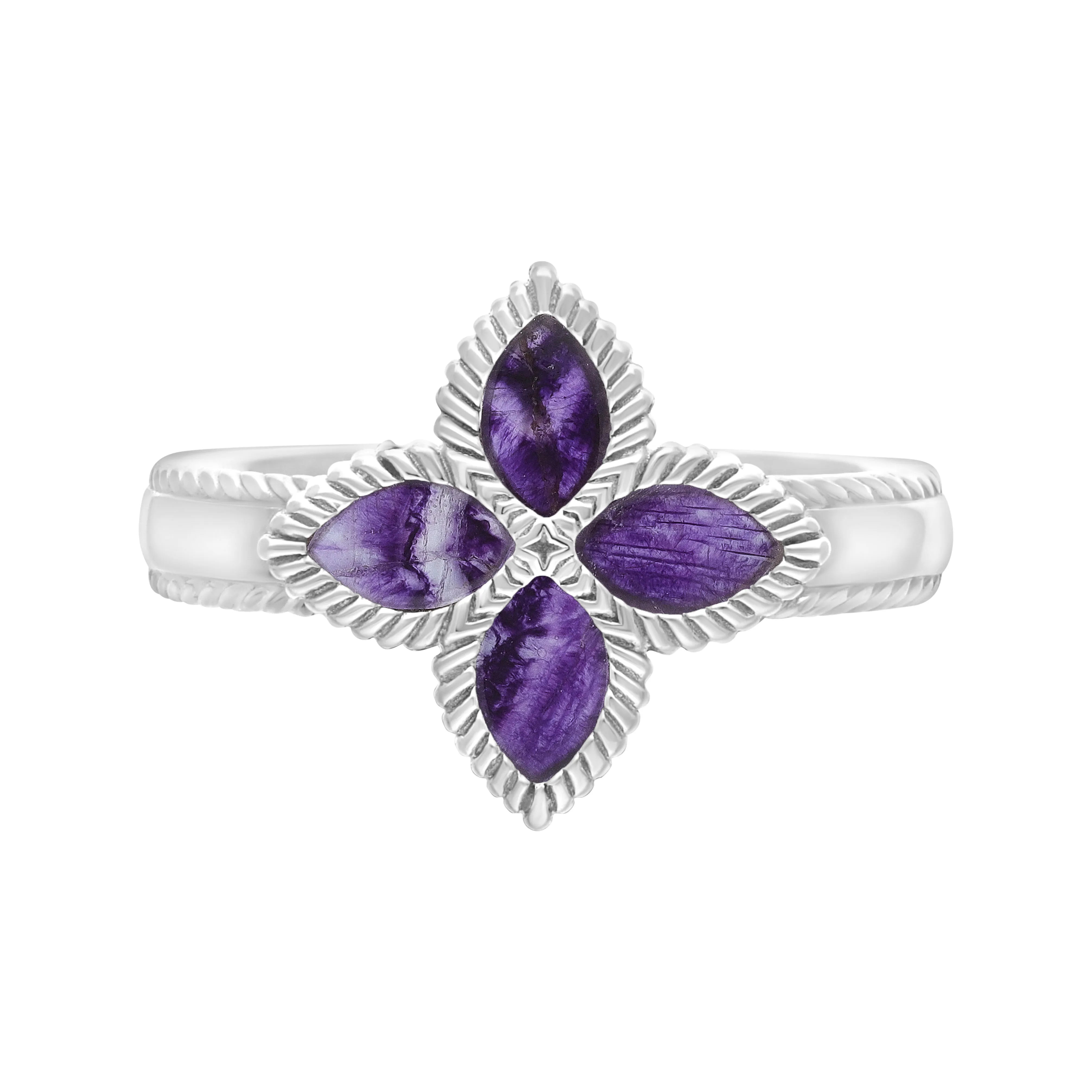 9ct White Gold Blue John eden Marquise Flower Ring sold by Jura Watches product image thumbnail 2