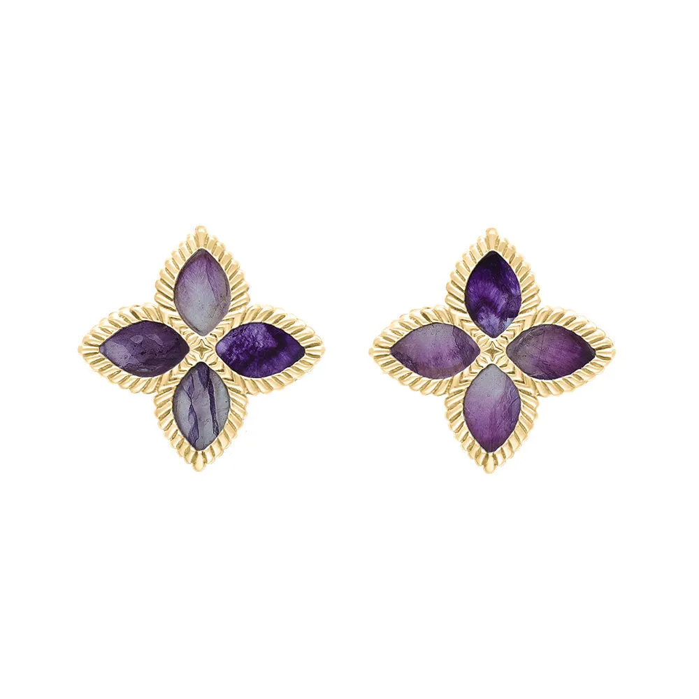18ct Yellow Gold Blue John eden Marquise Flower Stud Earrings sold by Jura Watches