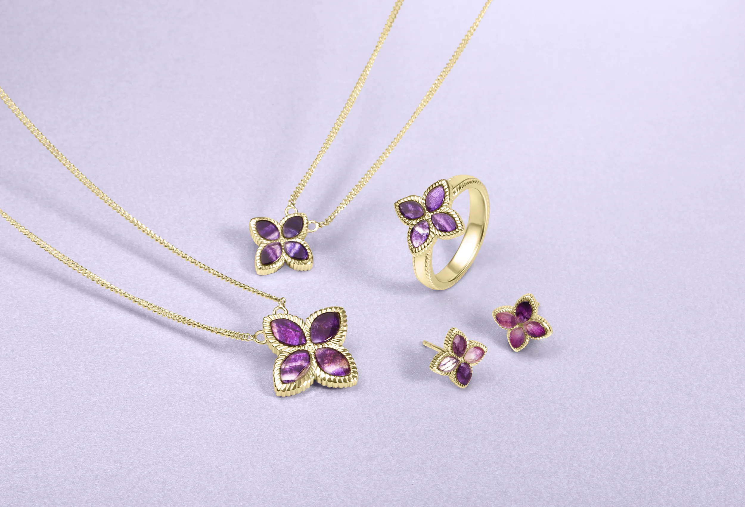 18ct Yellow Gold Blue John eden Marquise Flower Stud Earrings sold by Jura Watches product image thumbnail 2