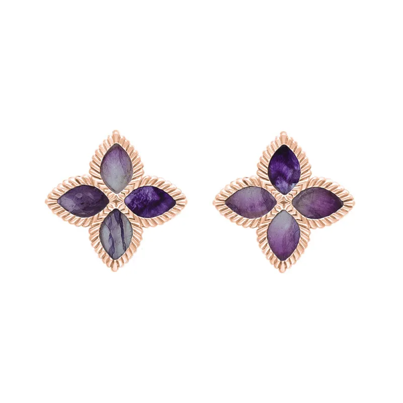 9ct Rose Gold Blue John eden Marquise Flower Stud Earrings sold by Jura Watches