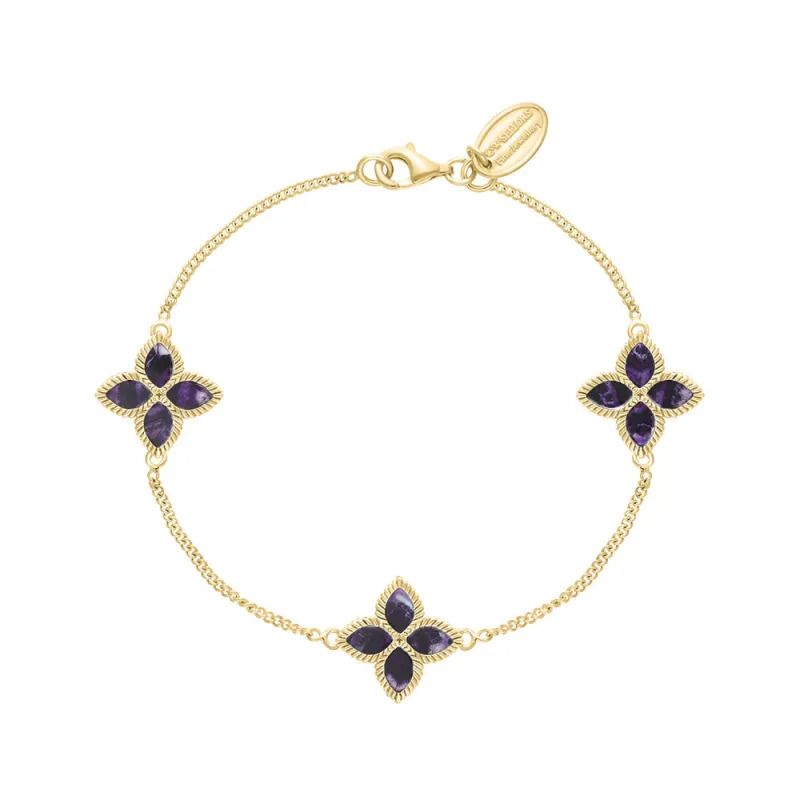 9ct Yellow Gold Blue John eden Marquise Flower Bracelet sold by Jura Watches