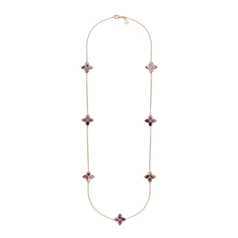 9ct Rose Gold Blue John eden Long Marquise Flower Necklace sold by Jura Watches