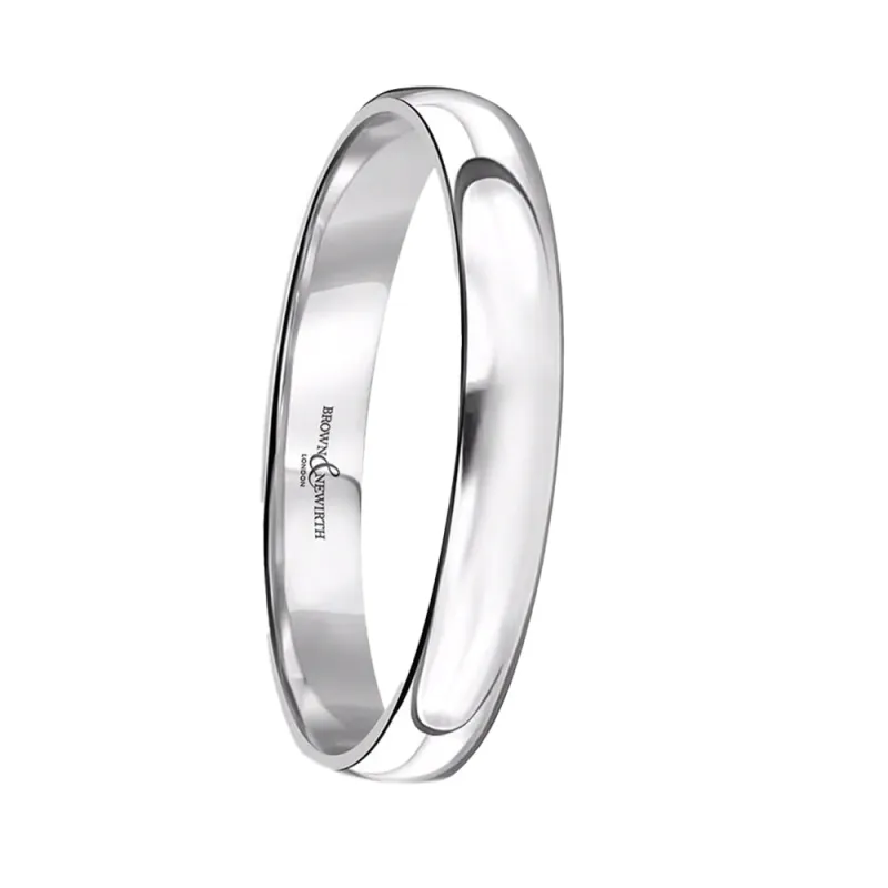 Platinum 3mm Polished Wedding Ring sold by Jura Watches