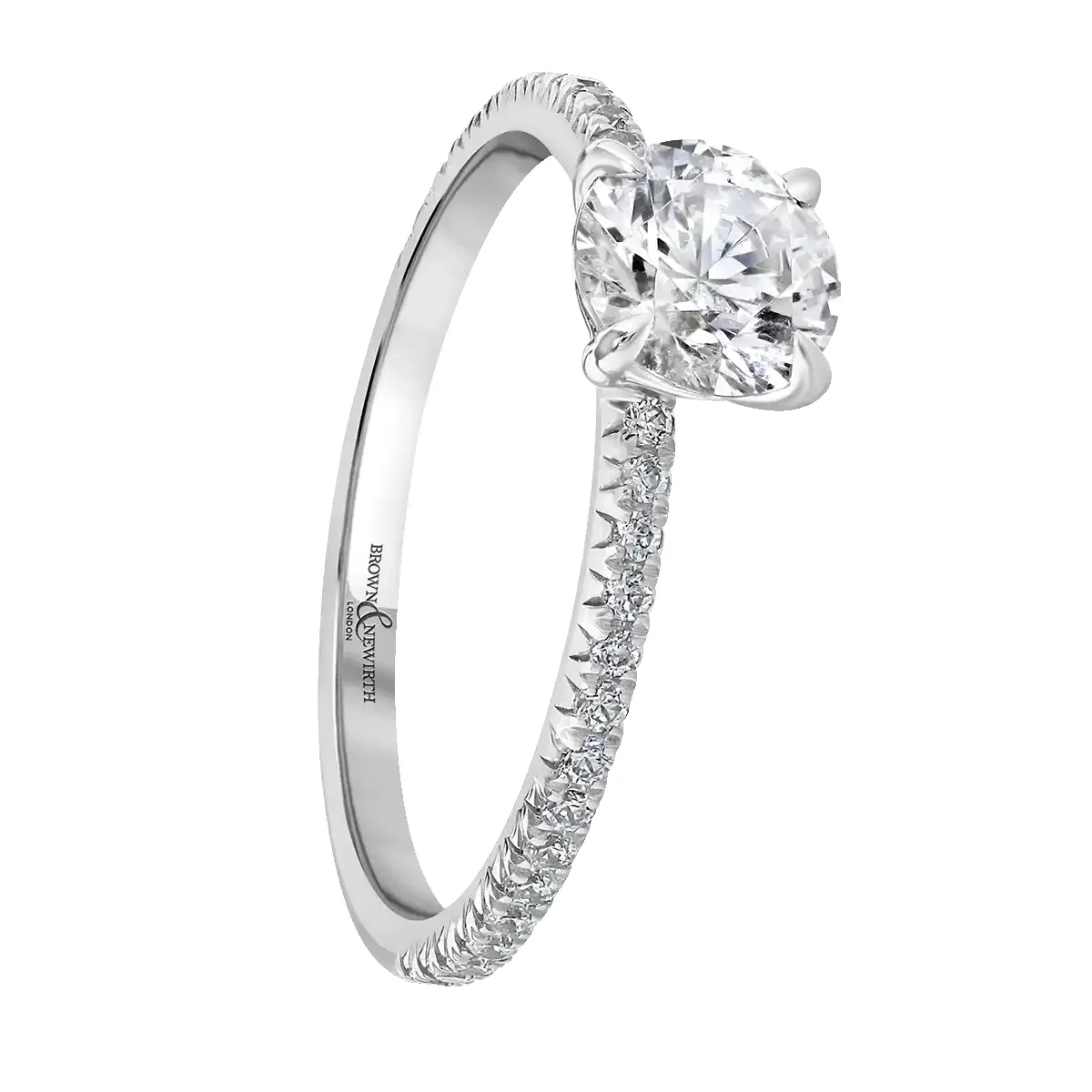 Platinum 2ct Round Brilliant Cut Laboratory Grown Diamond Solitaire With Diamond Shoulders sold by Jura Watches product image thumbnail 2