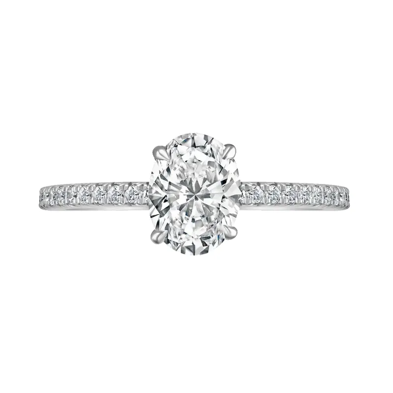 Platinum 2ct Oval Cut Laboratory Grown Diamond Solitaire With Diamond Shoulders sold by Jura Watches