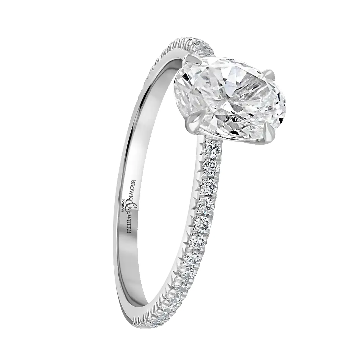 Platinum 2ct Oval Cut Laboratory Grown Diamond Solitaire With Diamond Shoulders sold by Jura Watches product image thumbnail 2