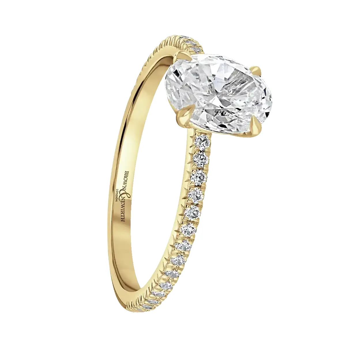 18ct Yellow Gold 2ct Oval Cut Laboratory Grown Diamond Solitaire With Diamond Shoulders sold by Jura Watches product image thumbnail 2