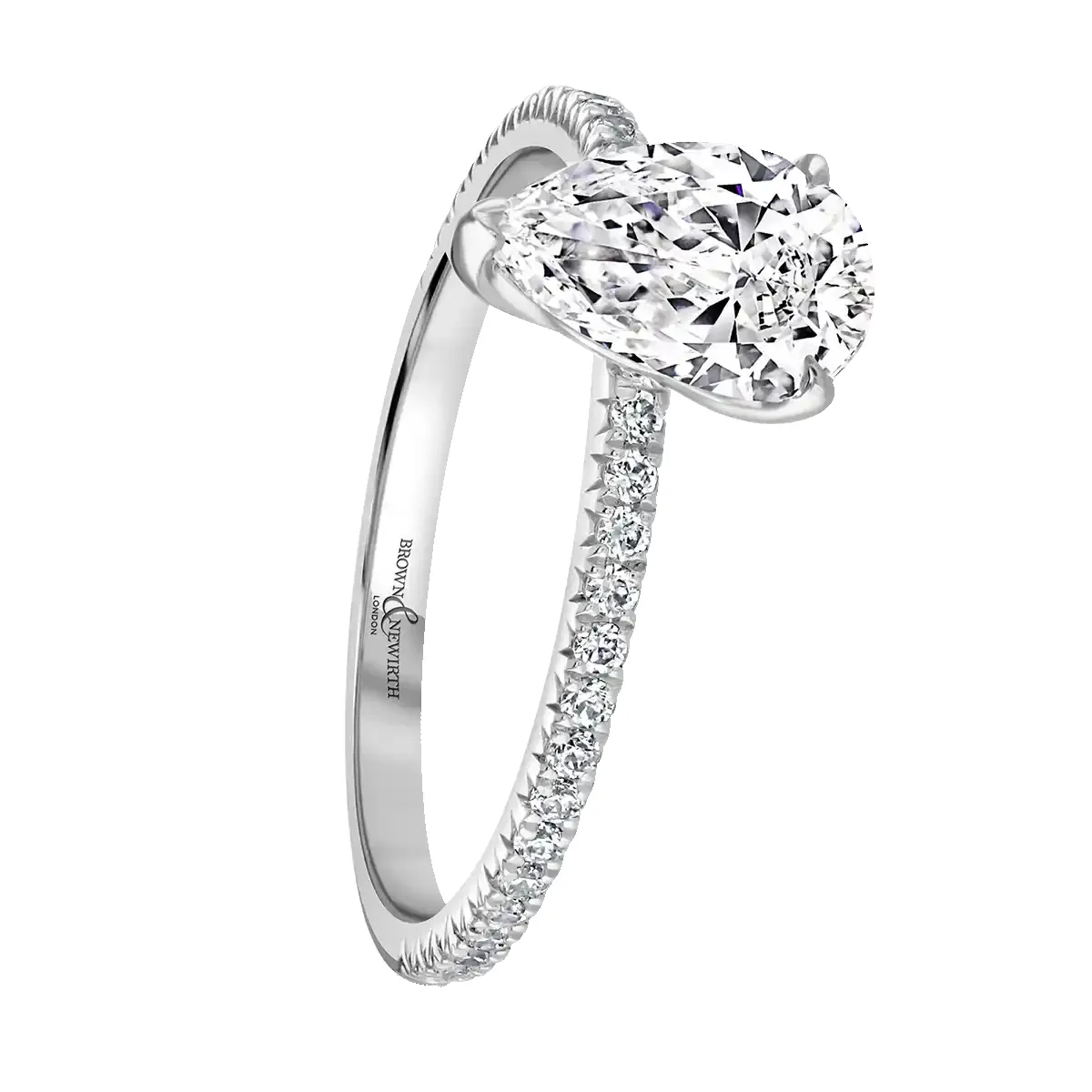 Platinum 1ct Pear Cut Laboratory Grown Diamond Solitaire With Diamond Shoulders sold by Jura Watches product image thumbnail 2