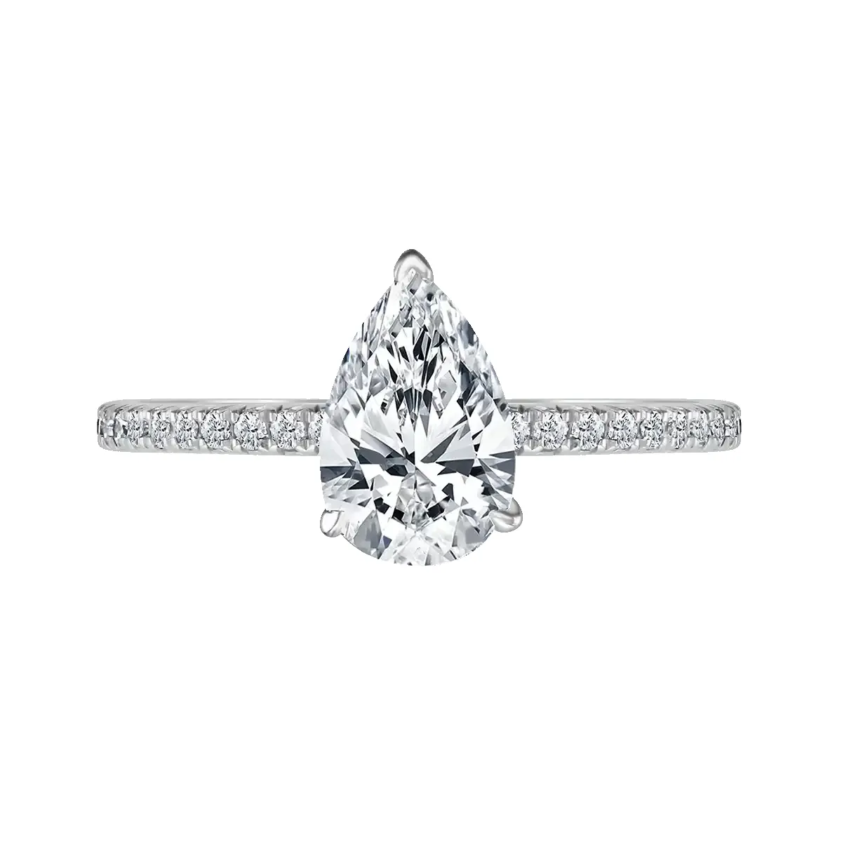 Platinum 1ct Pear Cut Laboratory Grown Diamond Solitaire With Diamond Shoulders sold by Jura Watches