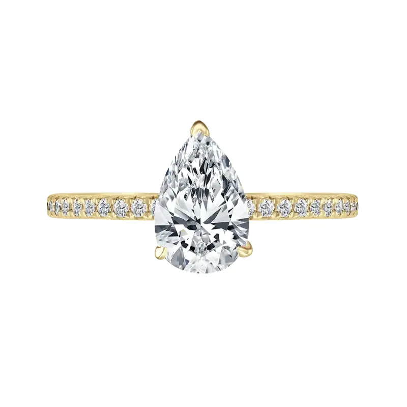 18ct Yellow Gold 1ct Pear Cut Laboratory Grown Diamond Solitaire With Diamond Shoulders sold by Jura Watches
