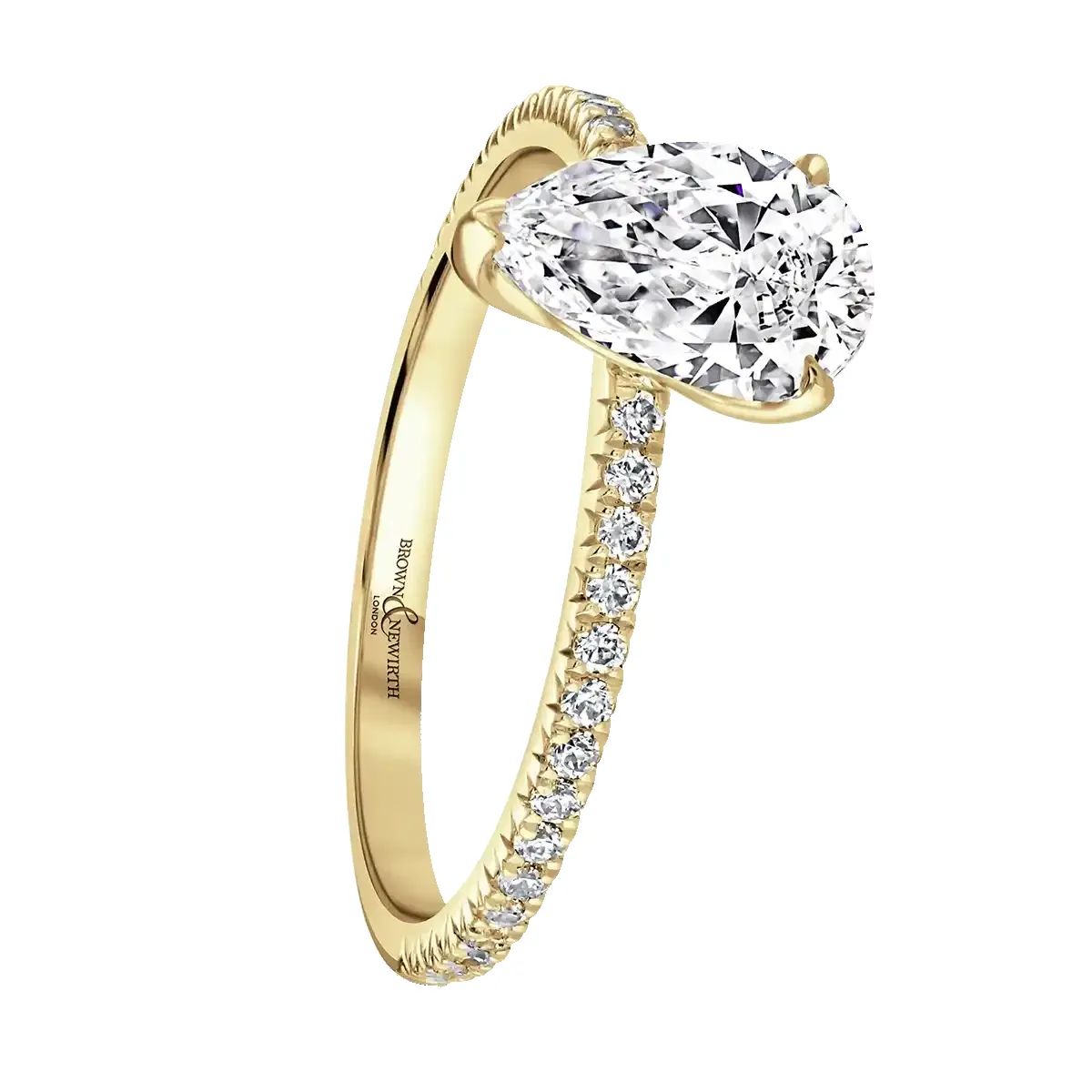 18ct Yellow Gold 1.5ct Pear Cut Laboratory Grown Diamond Solitaire With Diamond Shoulders sold by Jura Watches product image thumbnail 2