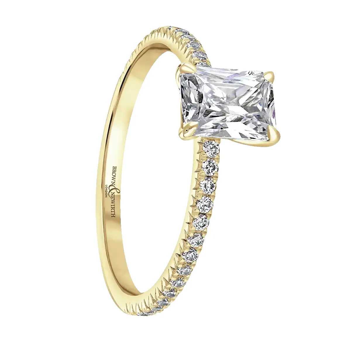 18ct Yellow Gold 1ct Radiant Cut Laboratory Grown Diamond Solitaire With Diamond Shoulders sold by Jura Watches product image thumbnail 2