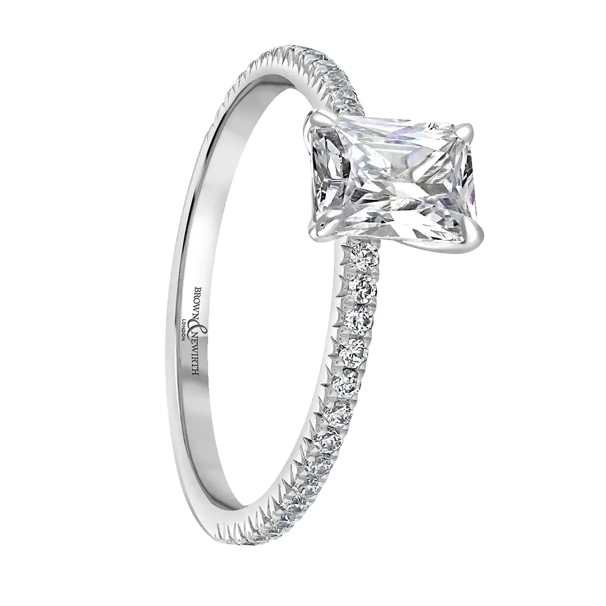 Platinum 1.5ct Radiant Cut Laboratory Grown Diamond Solitaire With Diamond Shoulders sold by Jura Watches product image thumbnail 2