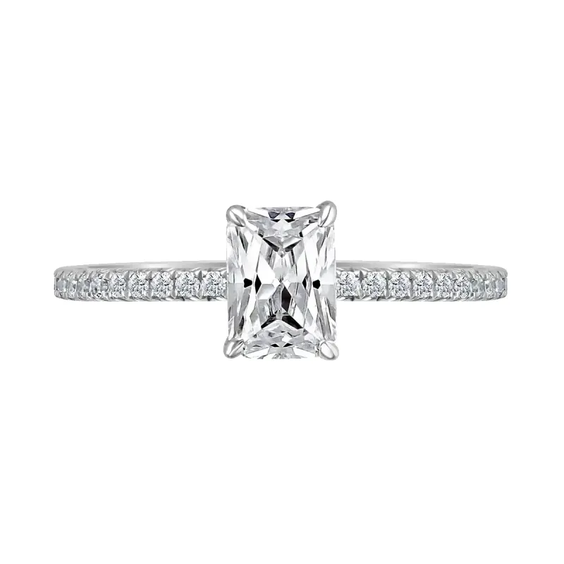 Platinum 2ct Radiant Cut Laboratory Grown Diamond Solitaire With Diamond Shoulders sold by Jura Watches