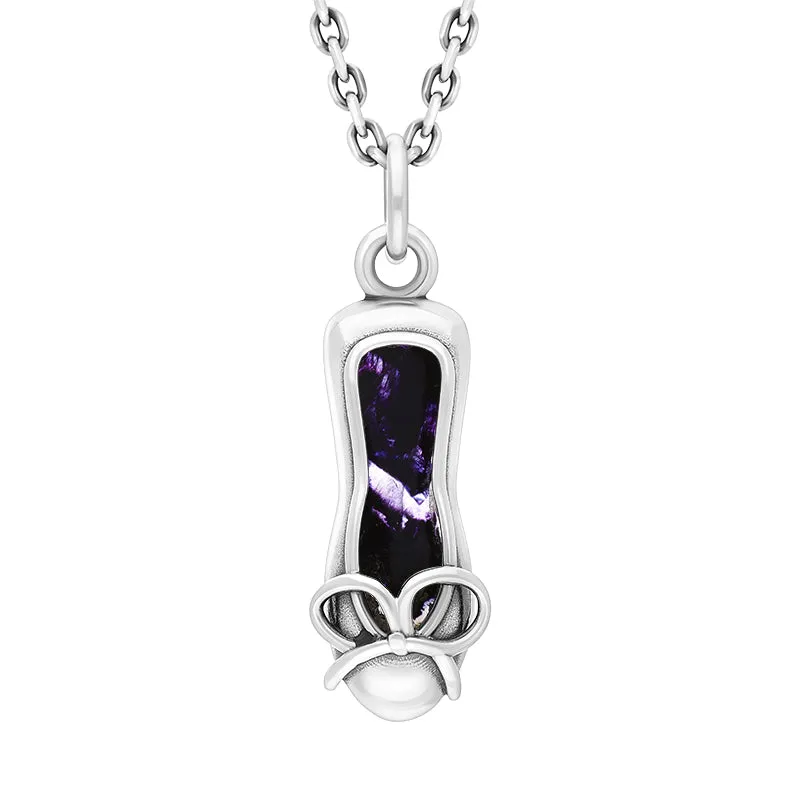 Sterling Silver Blue John Ballet Slipper Pendant sold by Jura Watches