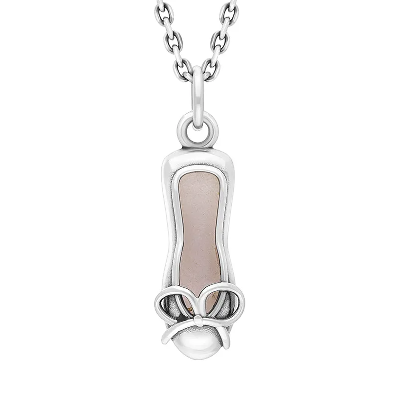 Sterling Silver Pink Mother of Pearl Ballet Slipper Pendant sold by Jura Watches